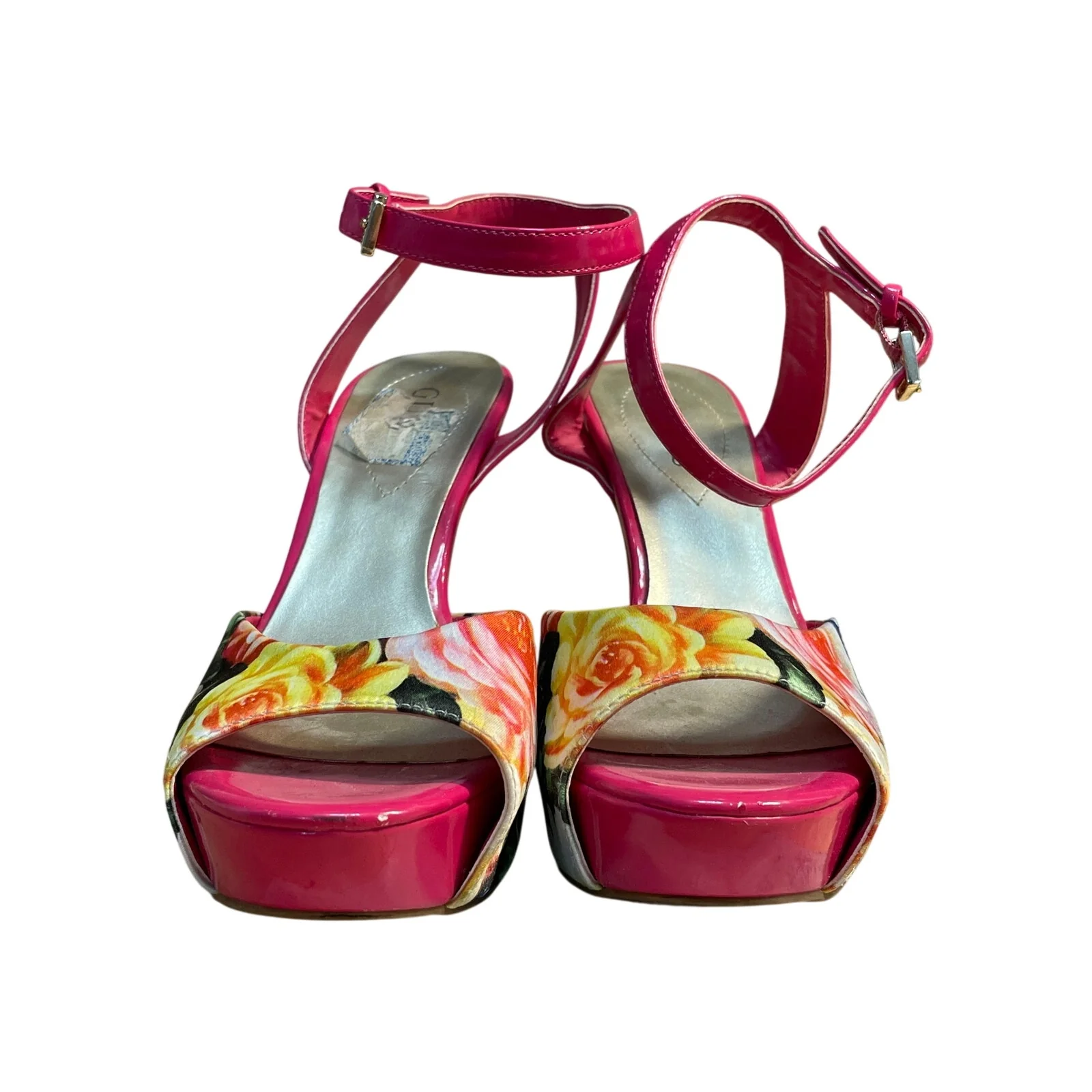 Guess Women's Tropical Pink Floral Ankle Strap Stiletto Platform Heels Size 9M - Image 2
