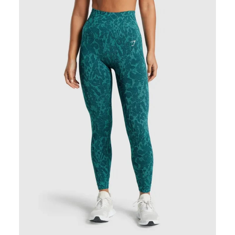 Gymshark Adapt Animal Seamless Green Jacquard Yoga Athletic Leggings Pants Sz M - Image 6