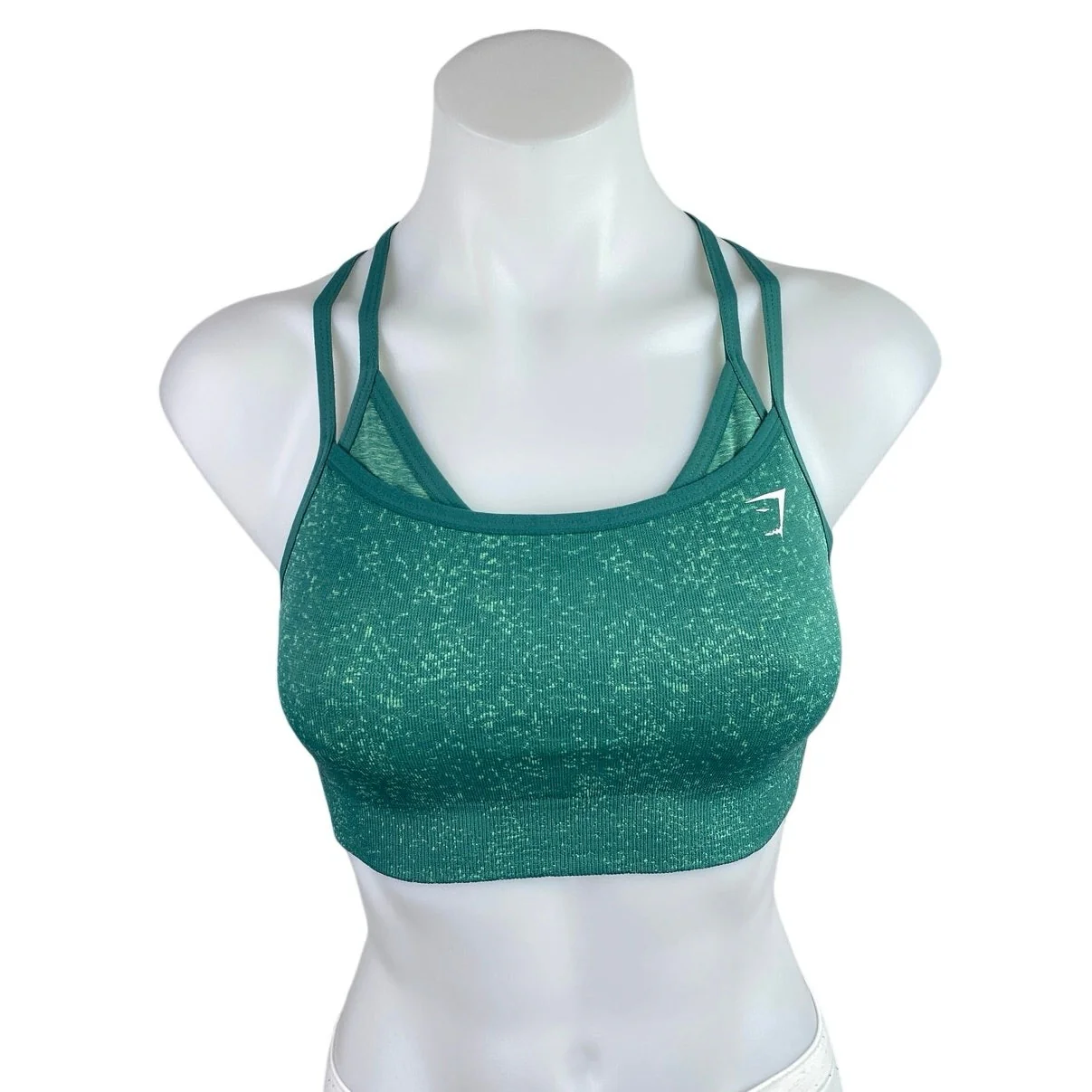 Gymshark Adapt Fleck Green Sleeveless Layered Seamless Athletic Sports Bra Top S