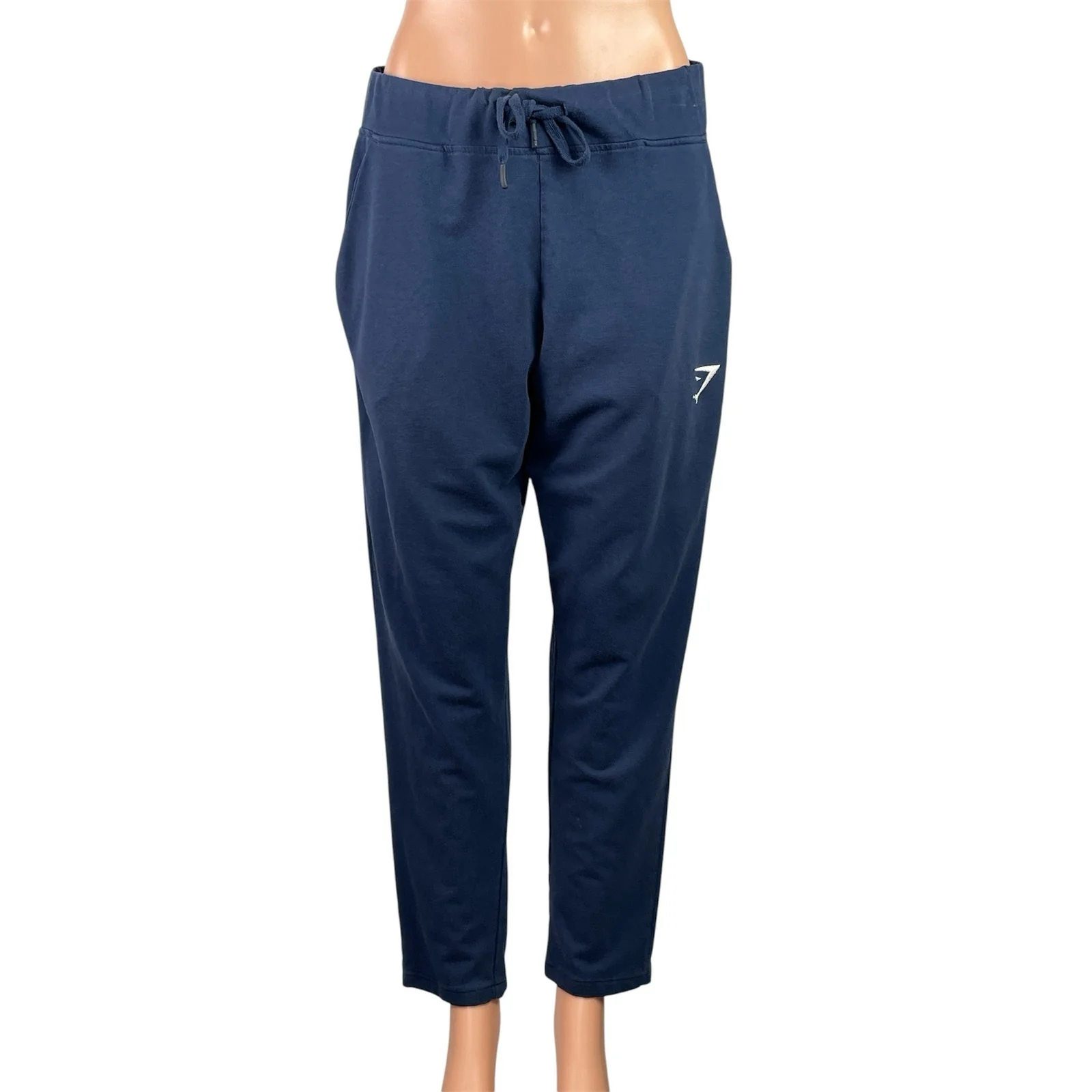 Gymshark Arrival Woven Womens Blue Elastic High Waist Straight Jogger Pants M