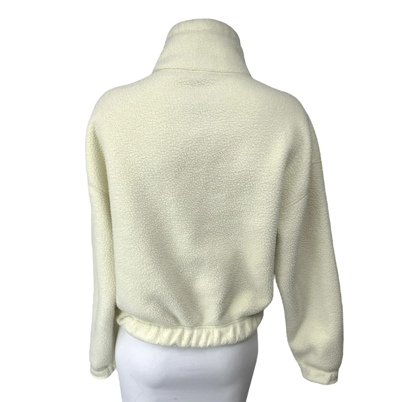 Gymshark Cream Sherpa Fleece Turtleneck Zip Up Long Sleeve Sweater Top Size XS - Image 2