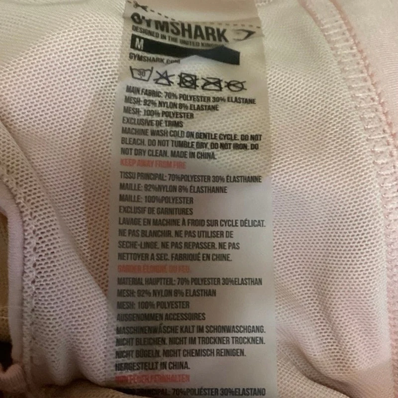 Gymshark Orange Peach Spell Out Square Neck Cut Out Recess Sports Bra Size M - Image 3