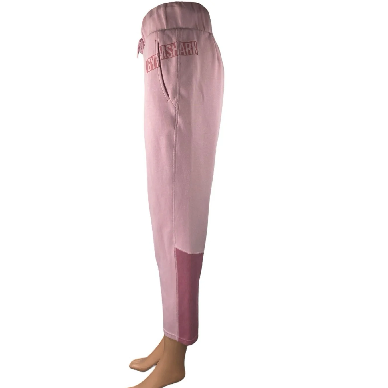 Gymshark Pink Colorblock Logo High Waisted Straight Cropped Sweatpants Size S - Image 2