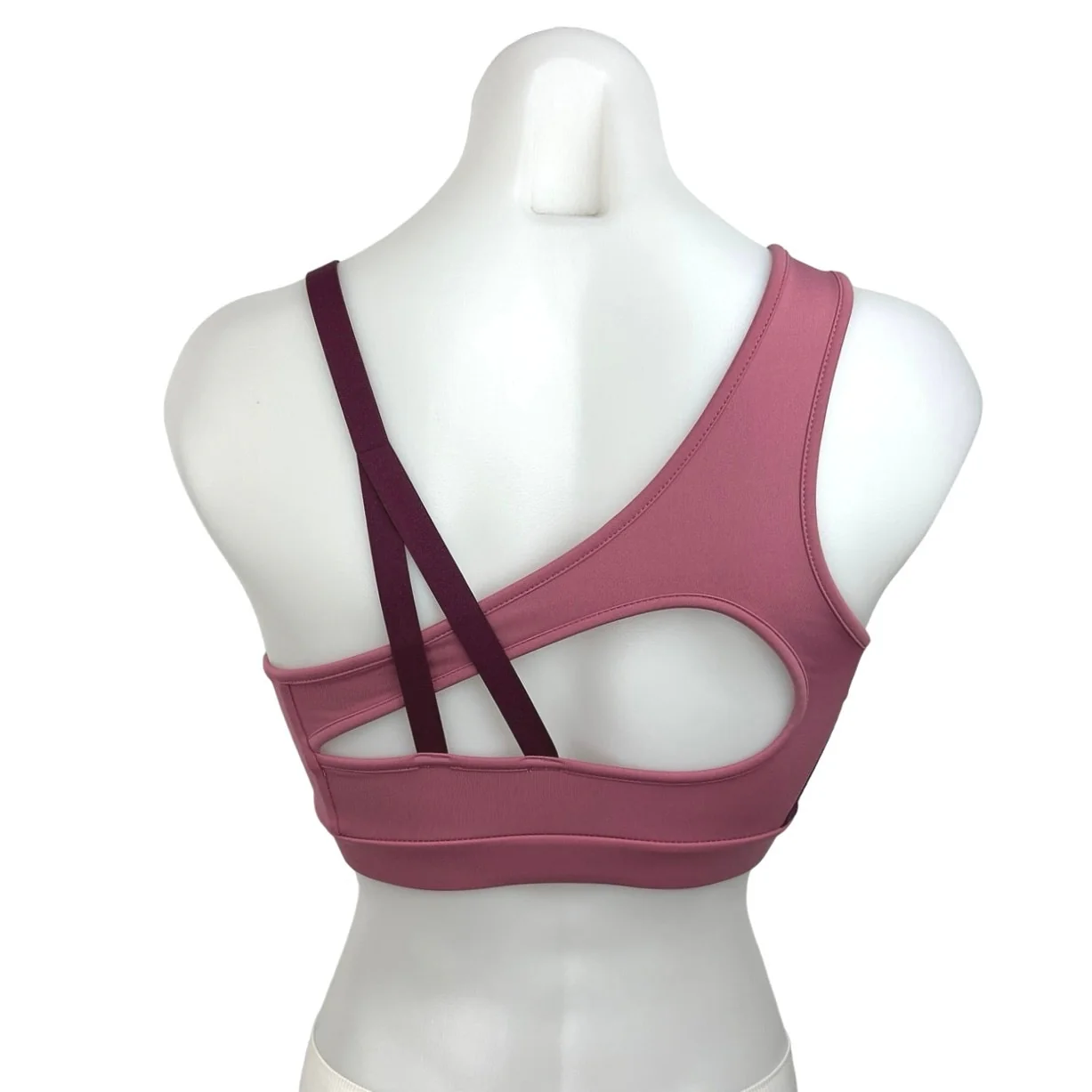 Gymshark Pink Strappy Asymmetric One Shoulder Fitness Activewear Sports Bra XS - Image 2