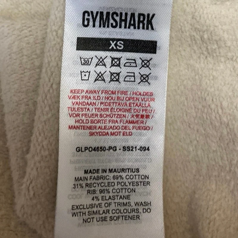 Gymshark Women's Beige Long Sleeve Fleece Hoodie Hooded Crop Sweatshirt Top XS - Image 4