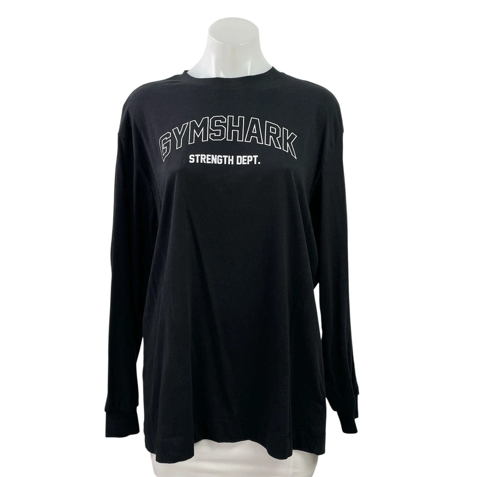 Gymshark Women's Black Strength Dept Long Sleeve Crewneck Sweatshirt Top Size M