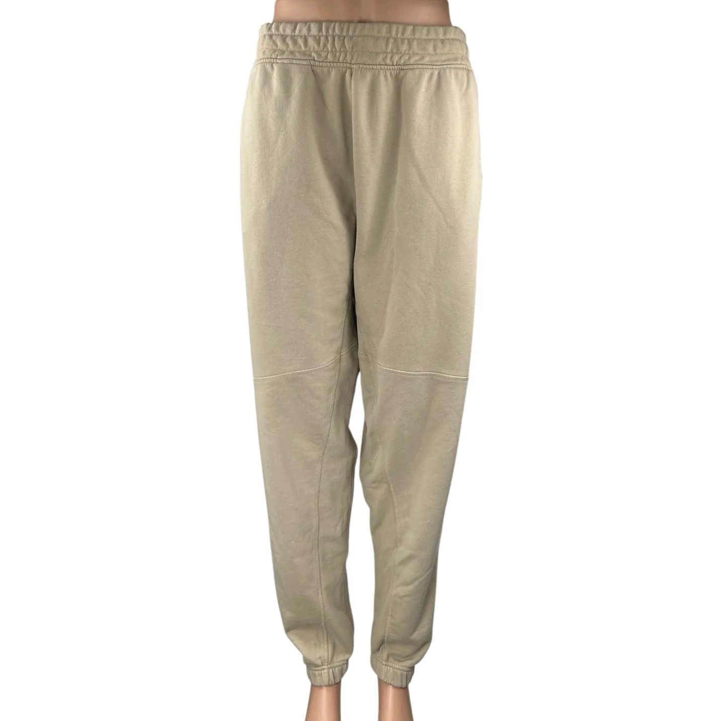 Gymshark Women's Cream Fleece High Waist Tapered Trousers Joggers Sweatpants L