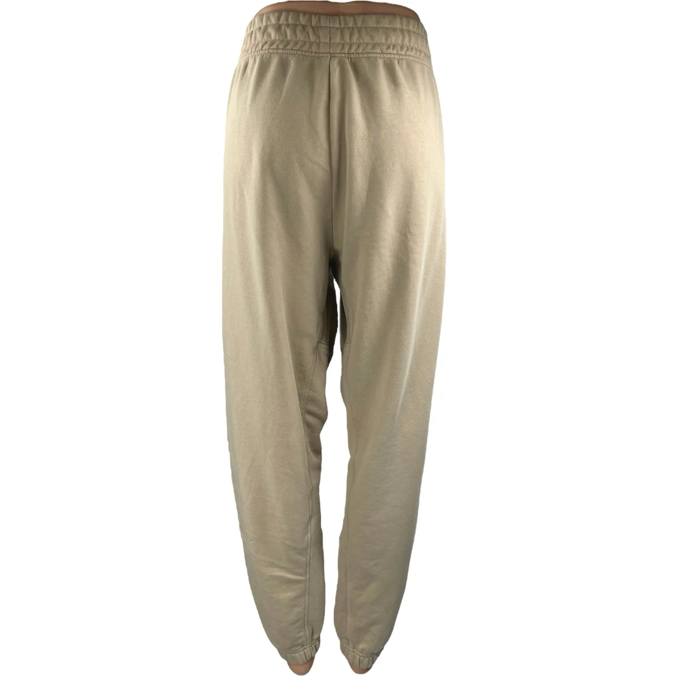 Gymshark Women's Cream Fleece High Waist Tapered Trousers Joggers Sweatpants L - Image 3