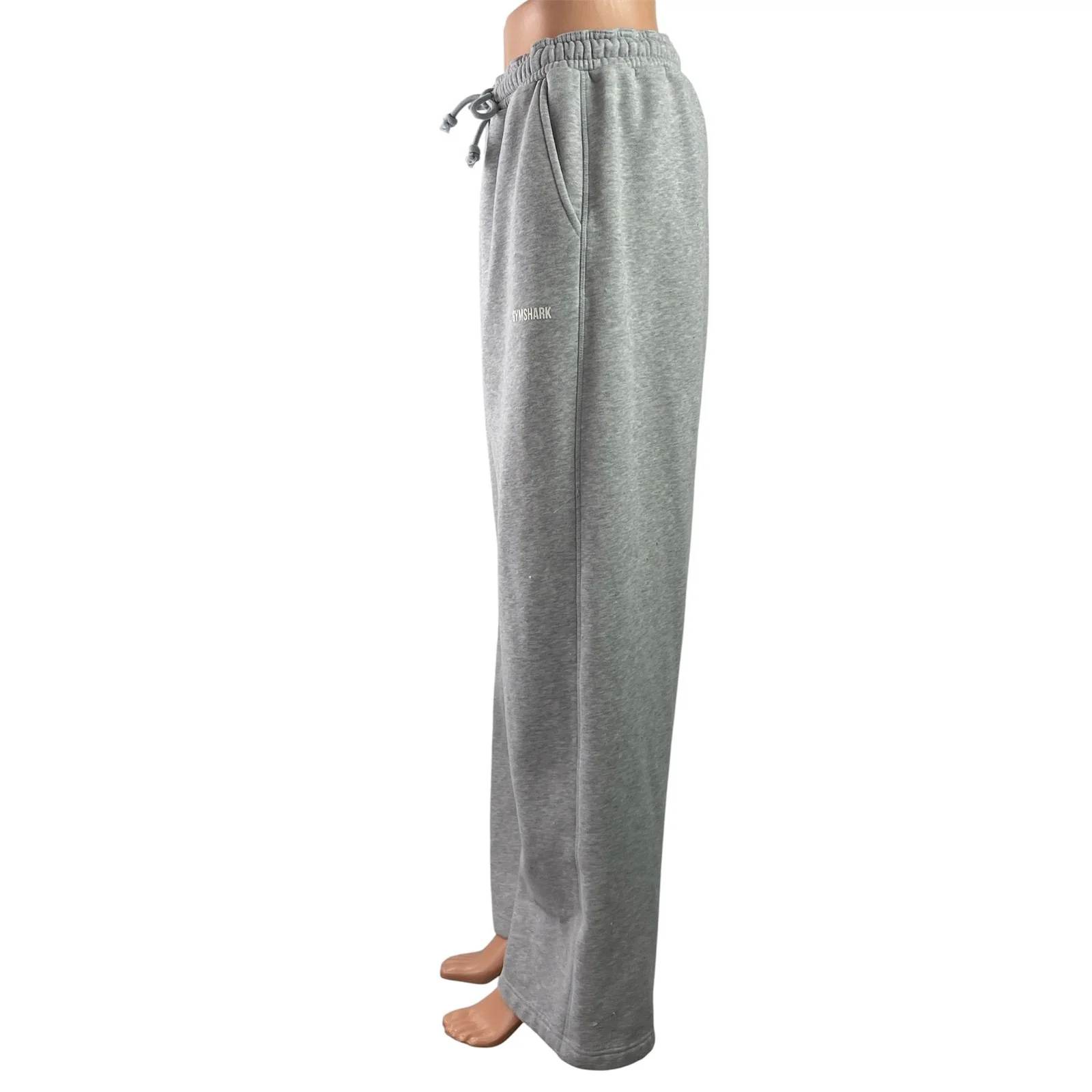 Gymshark Womens Gray Elastic Waist Straiht Wide Leg Trouser Lounge Sweat Pants M - Image 2