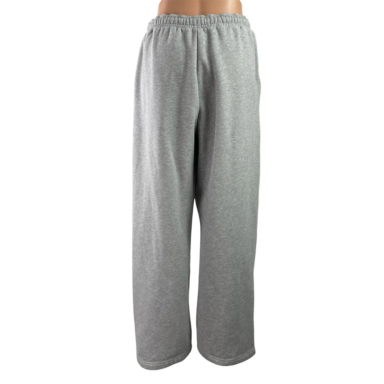 Gymshark Womens Gray Elastic Waist Straiht Wide Leg Trouser Lounge Sweat Pants M - Image 3
