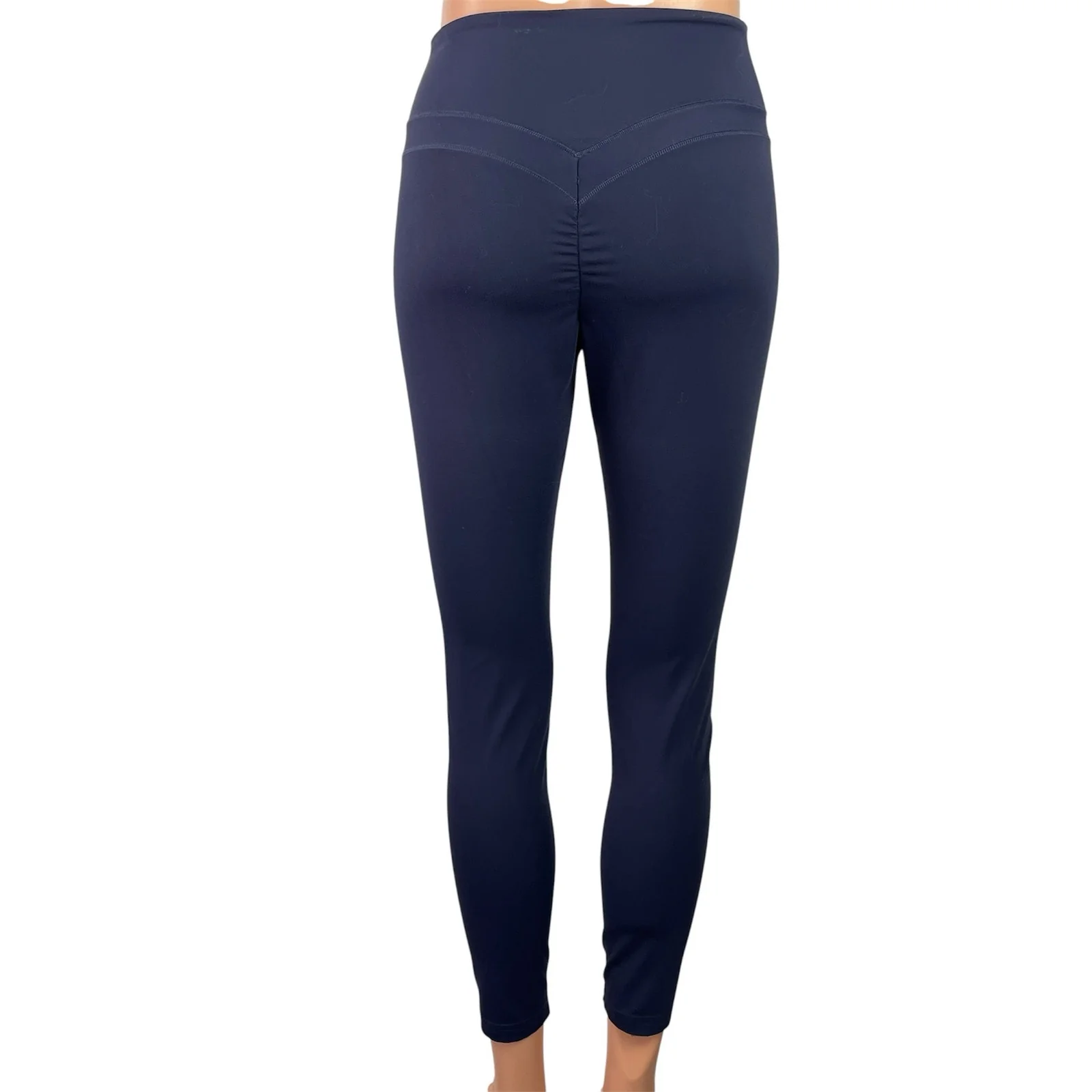Gymshark Women's Navy Blue Cinch Cropped Yoga Athletic Leggings Pants Size S - Image 3