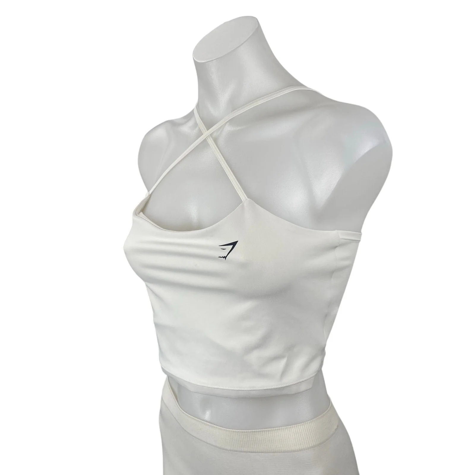 Gymshark Womens White Criss Cross Yoga Athletic Activewear Crop Cami Tank Top XS - Image 2