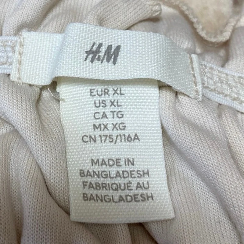 H&M Beige Sleeveless Smocked Square Neck Cami Camisole Tank Crop Top Size XL - Image 3