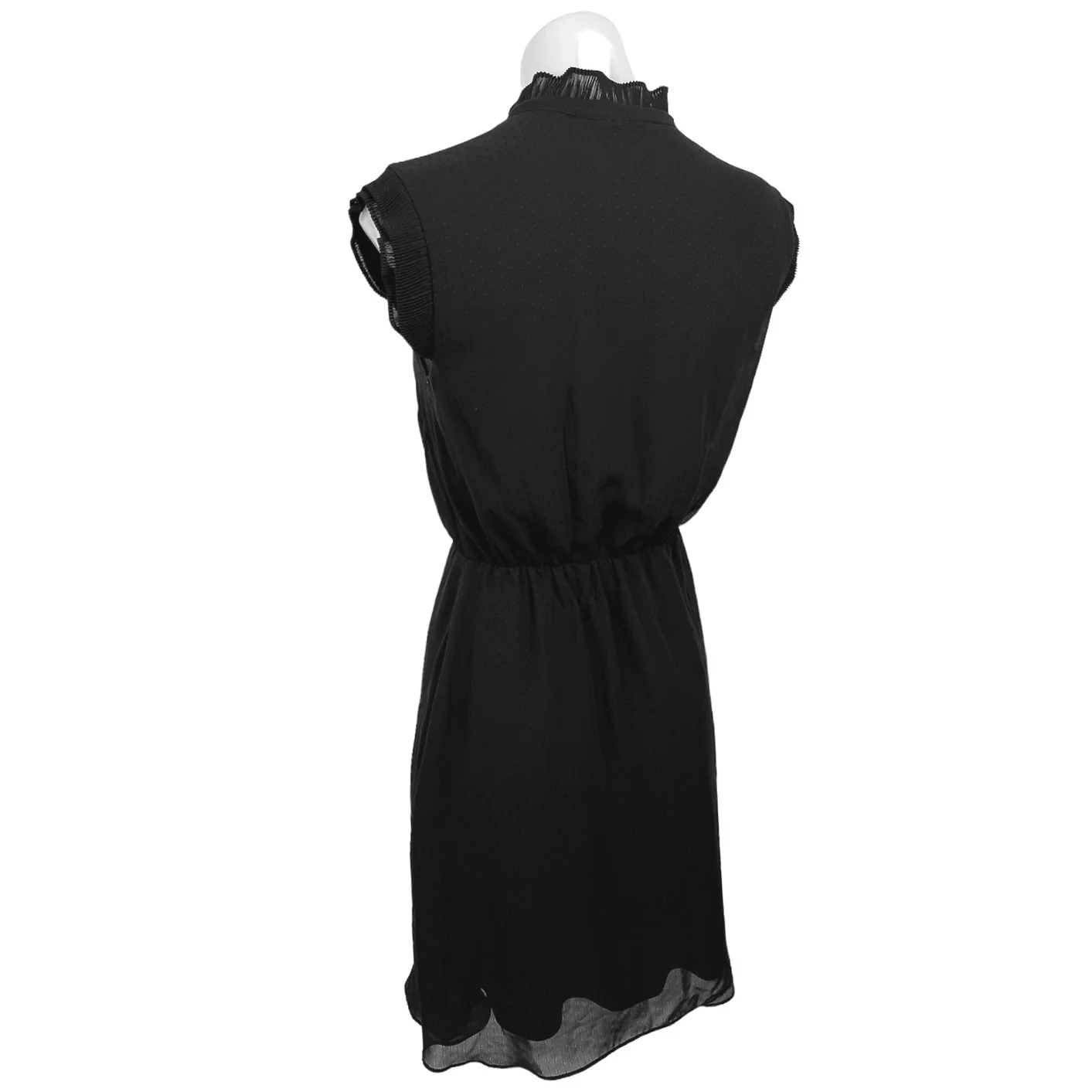 H&M Black Ruffle Sleeves Mock Neck Tie Front Elastic Waist Mini Career Dress 4 - Image 2