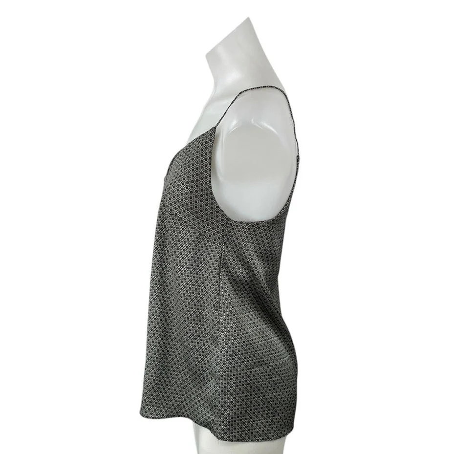 H&M Black White Floral Geometric Sleeveless V Neck Cami Camisole Tank Top Size 8 - Image 2