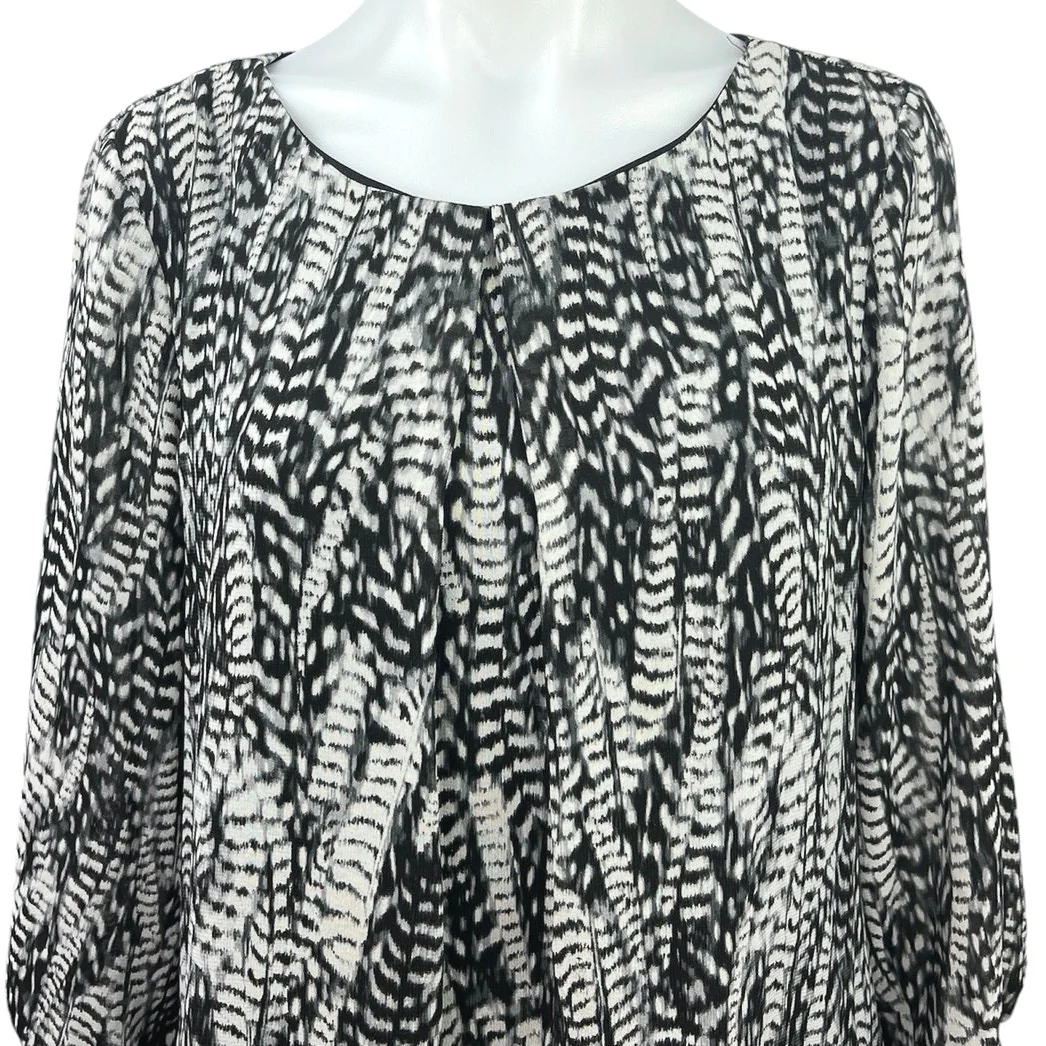 H&M Black White Printed Geometric Pullover Long Sleeve Shift Mini Dress Size 10 - Image 4