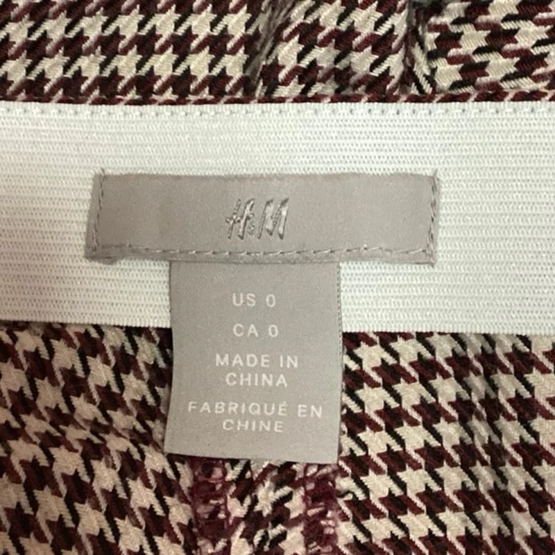 H&M Brown High Rise Flat Front Houndstooth Cropped Skinny Casual Pants Size 0 - Image 4