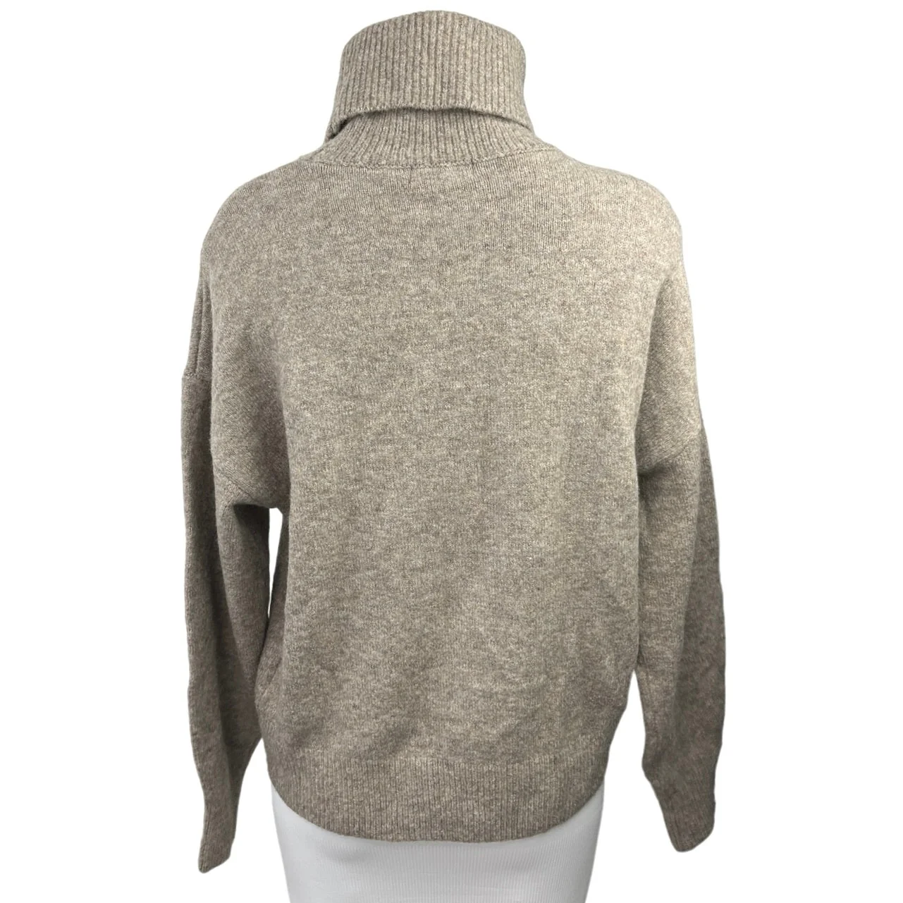 H&M Brown Wool Blend Turtleneck Long Sleeve Oversized Pullover Sweater Top Sz S - Image 2