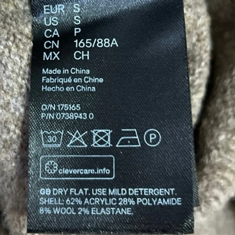 H&M Brown Wool Blend Turtleneck Long Sleeve Oversized Pullover Sweater Top Sz S - Image 4