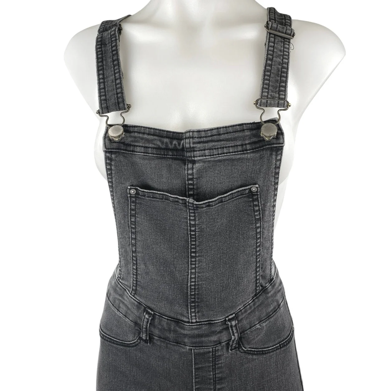 H&M Divided Black Sleeveless Ankle Zip Skinny Denim Jeans Overalls Jumpsuit Sz 4 - Image 3