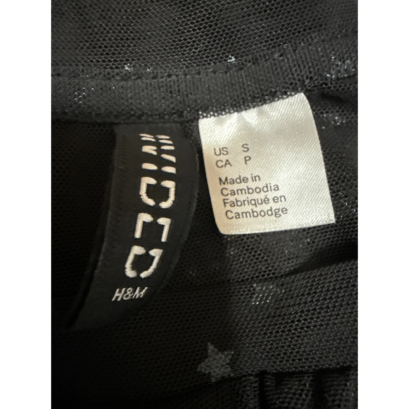 H&M Divided Black Star Print Short Sleeve Mesh Sheer Cover up Shirt Top Size S - Image 3