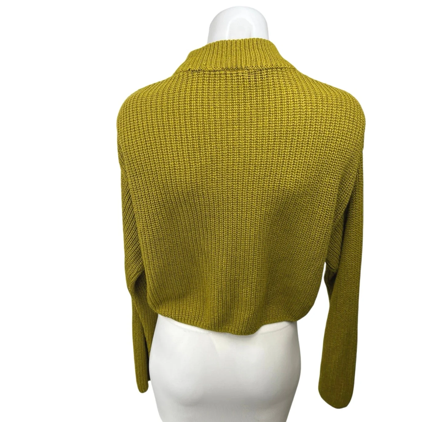 H&M Divided Green Waffle Knit Mock Neck Dolman Crop Pullover Sweater Top Size S - Image 2