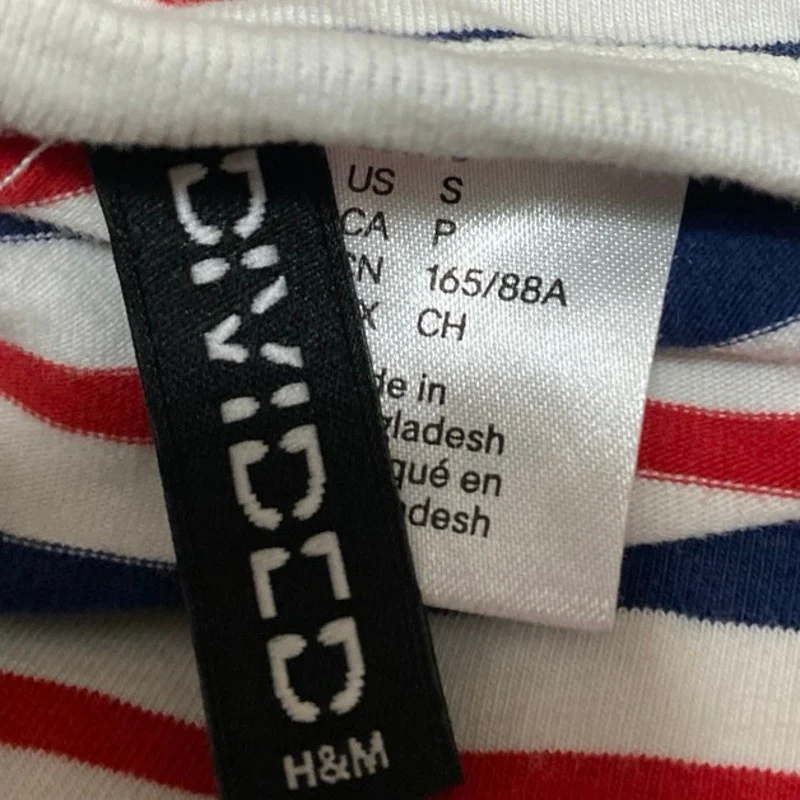 H&M Divided Multicolor Striped Crewneck Short Sleeve Casual Tee T shirt Top Sz S - Image 3