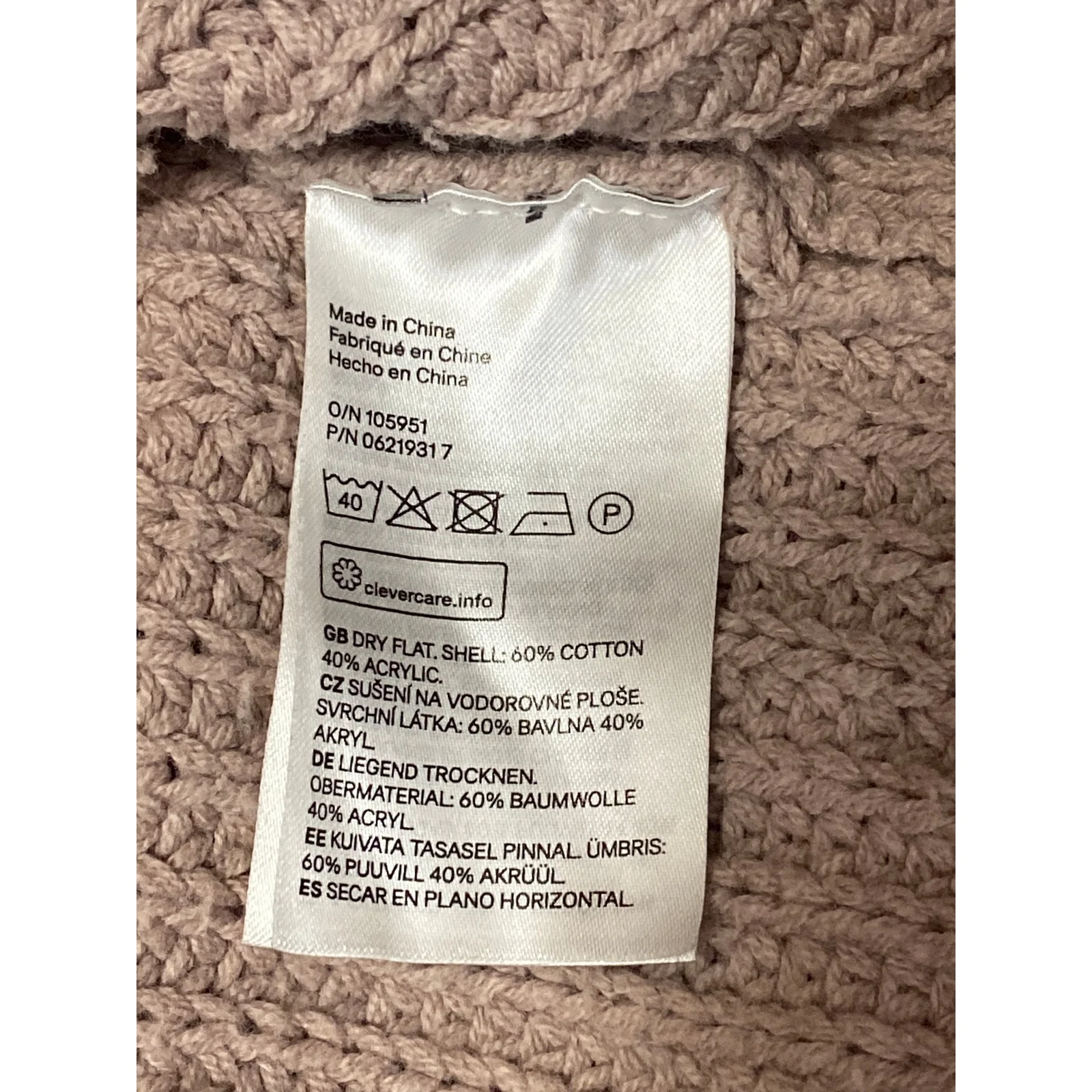 H&M Divided Women's Beige Cable Knit Mock Neck Long Sleeve Crop Sweater Top Sz M - Image 6