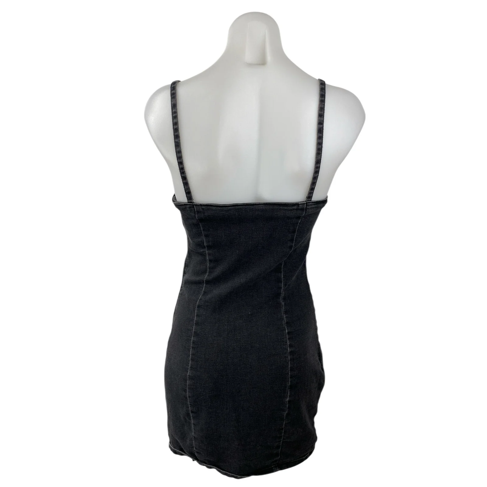 H&M Divided Womens Black Sleeveless Cami Camisole Mini Denim Jeans Tank Dress S - Image 2