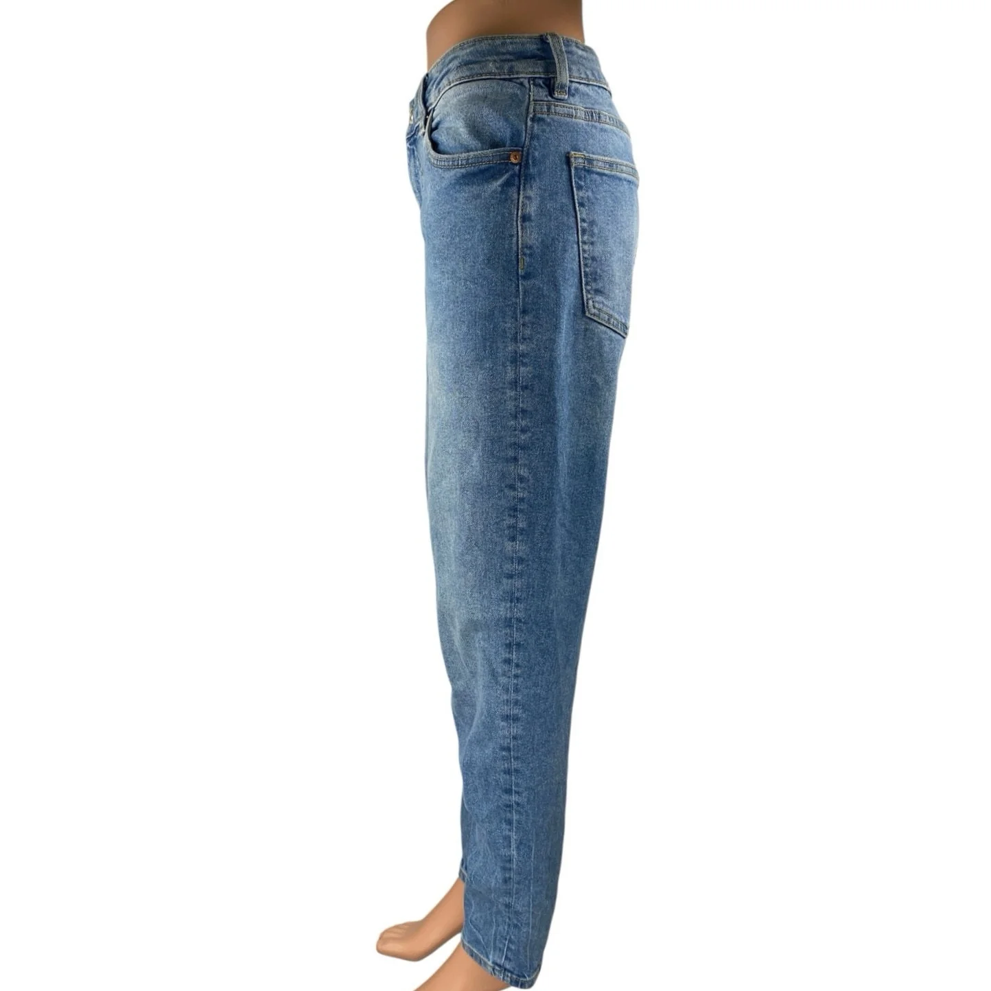 H&M Divided Women's Blue High Waisted Straight Tapered Denim Jeans Pants Size 6 - Image 2