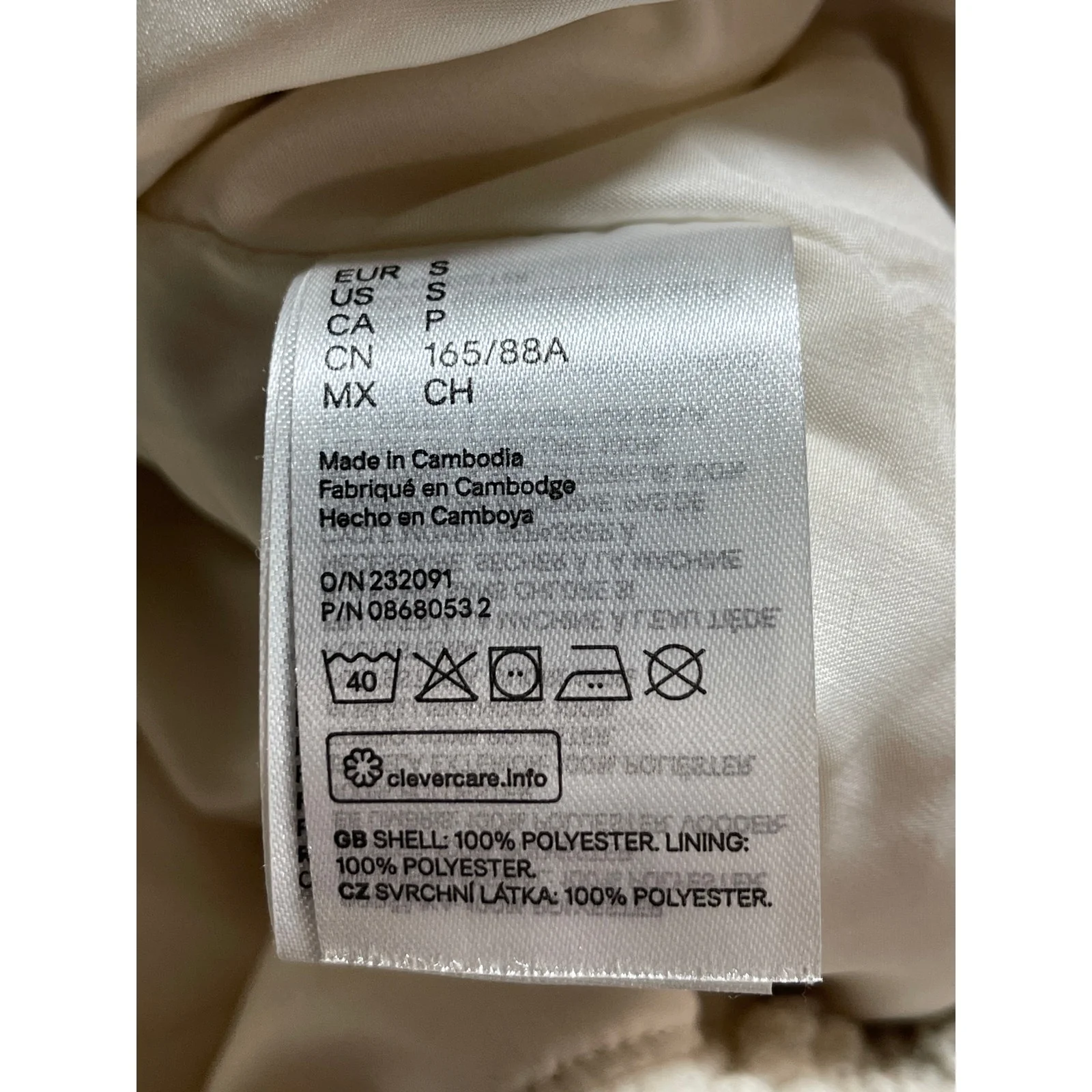 H&M Divided Womens Cream Sherpa Fleece High Neck Long Sleeve Coat Jacket Size S - Image 4
