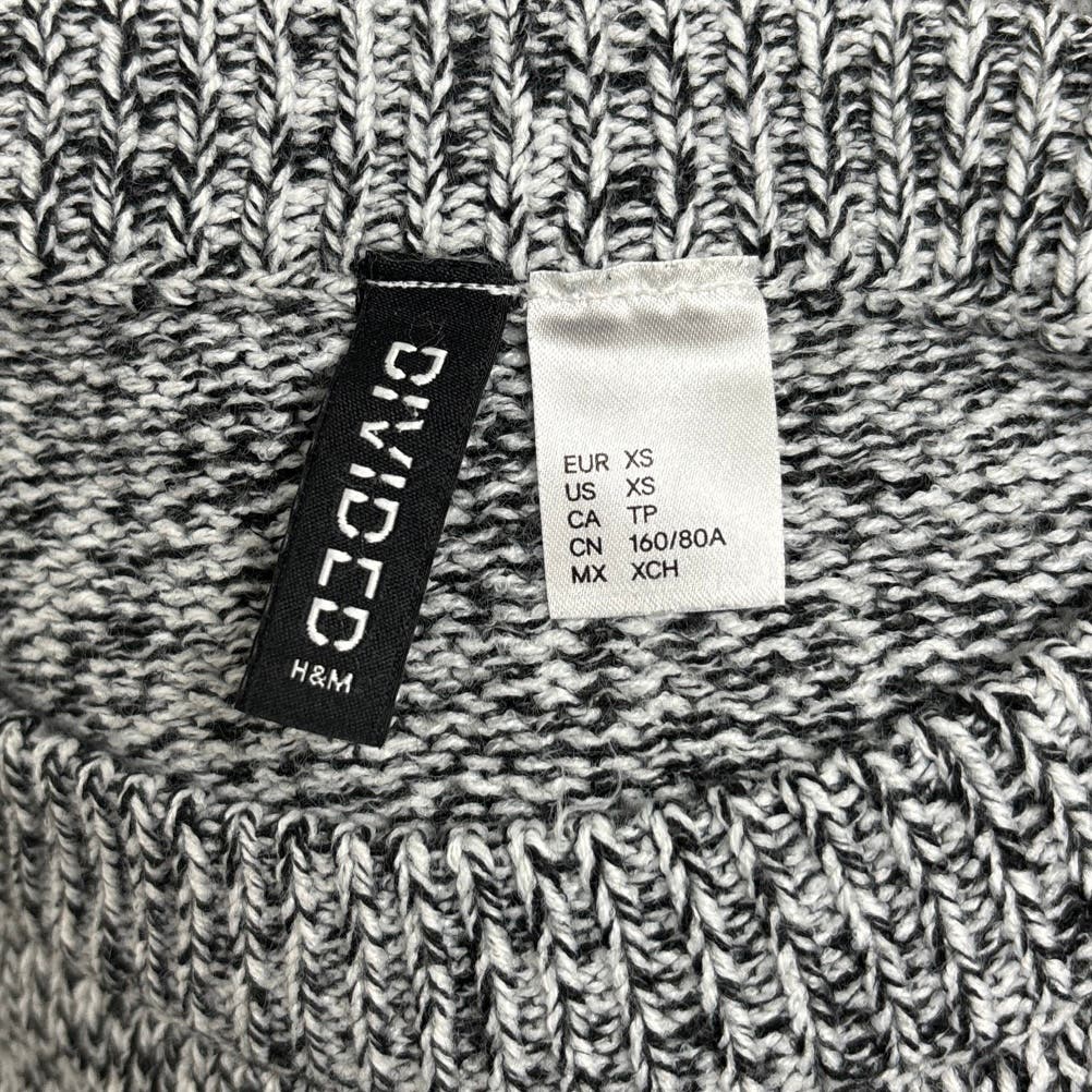 H&M Divided Womens Gray Acrylic Knit Round Neck Rib Long Sleeve Sweater Top XS - Image 6