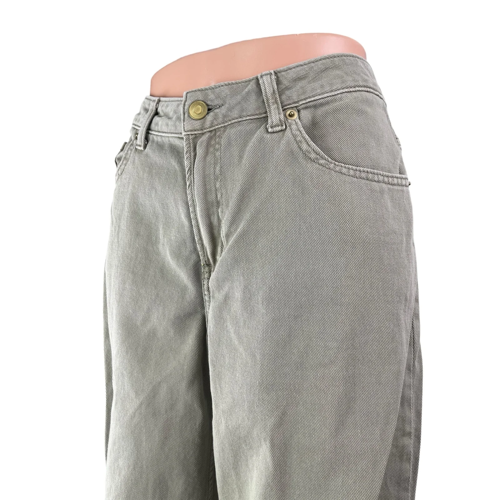 H&M Divided Women's Green High Waisted Baggy Wide Leg Denim Jeans Pants Size 8 - Image 3