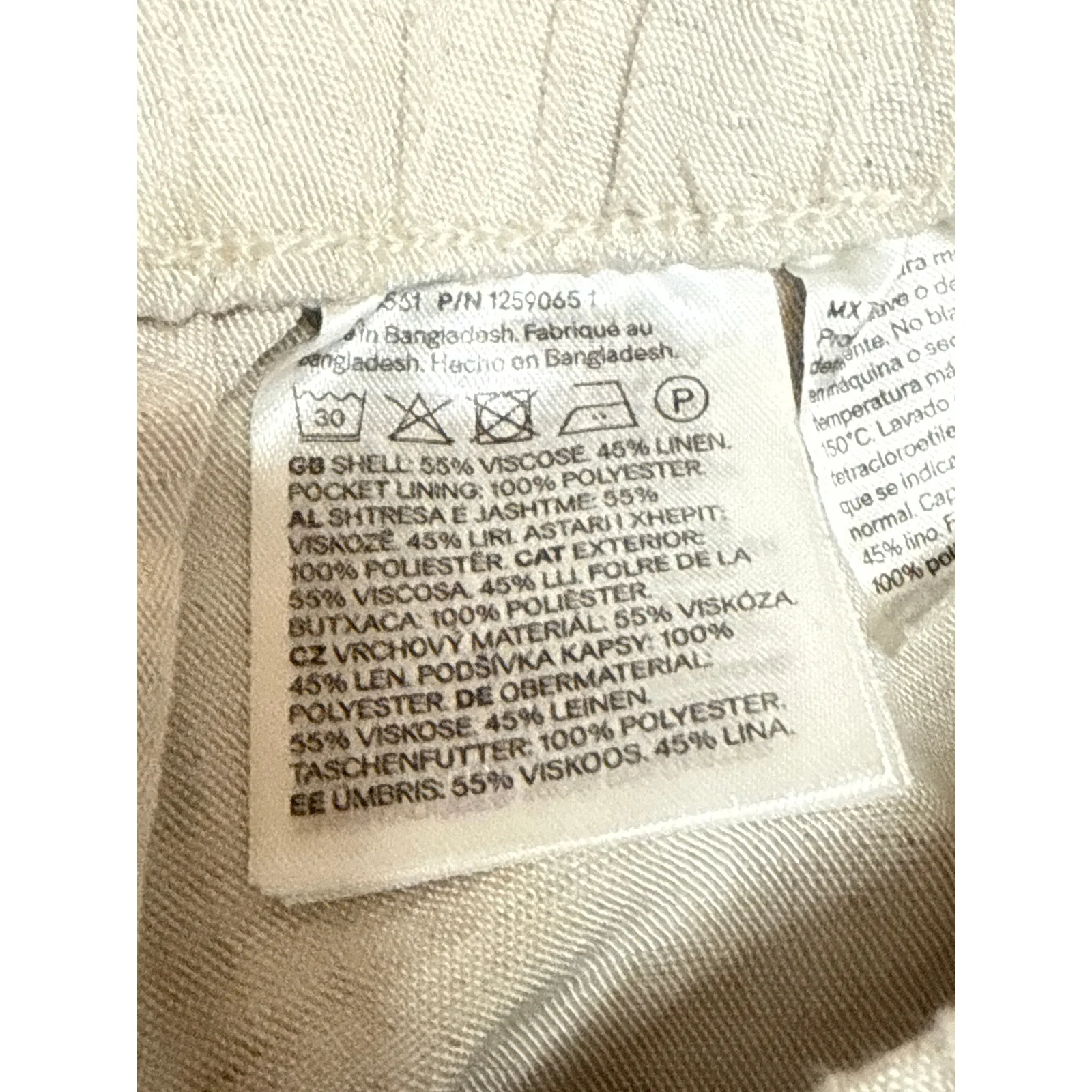 H&M Linen Women's Beige High Rise Baggy Barrel Palazzo Wide Leg Trousers Pants S - Image 5
