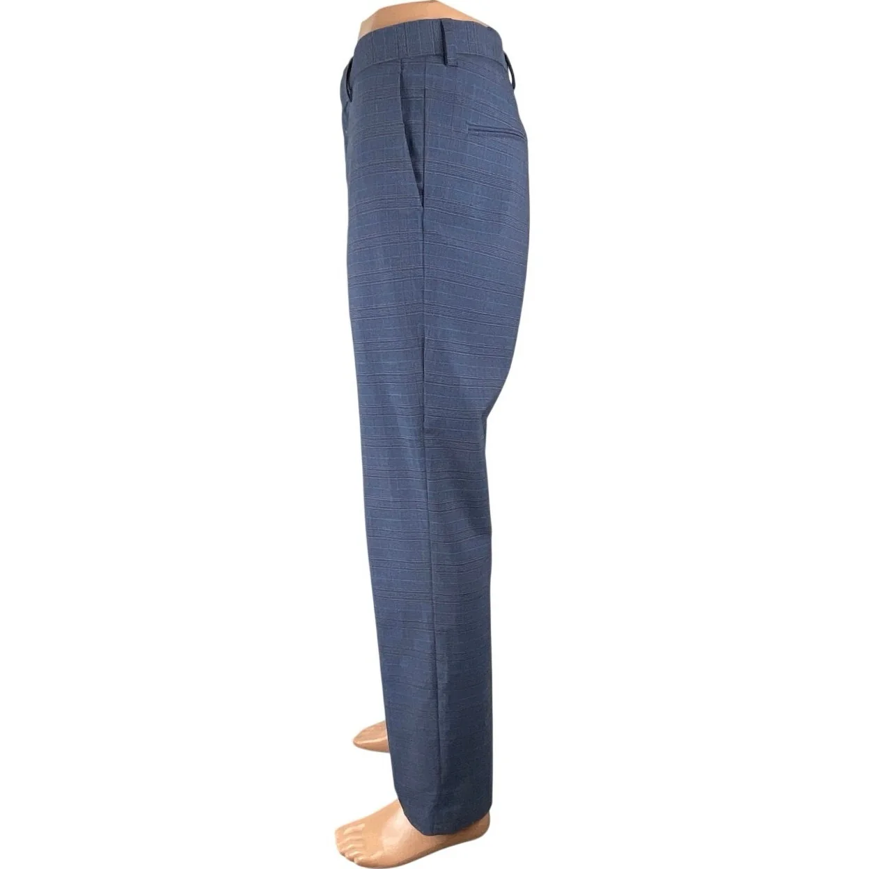 H&M Men's Blue Plaid Slim Fit Formal Evening Chino Trousers Dress Pants Size 34R - Image 3