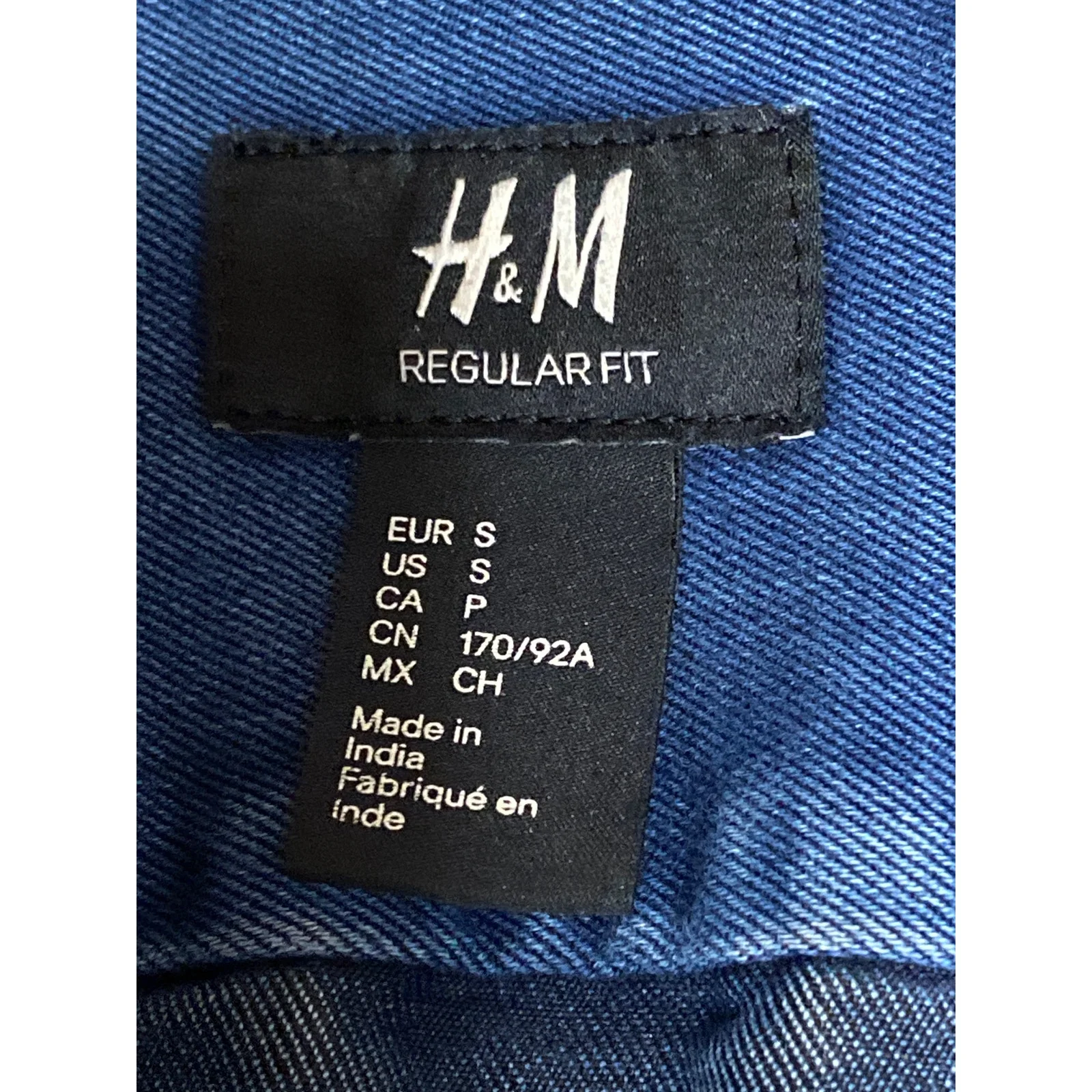 H&M Mens Blue Regular Fit Long Sleeve Chambray Denim Jean Button Up Shirt Size S - Image 3