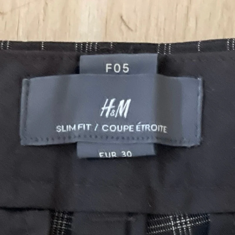 H&M Mens Brown Plaid Slim Fit Straight Leg Mid Rise Chino Trousers Pants Size 30 - Image 5