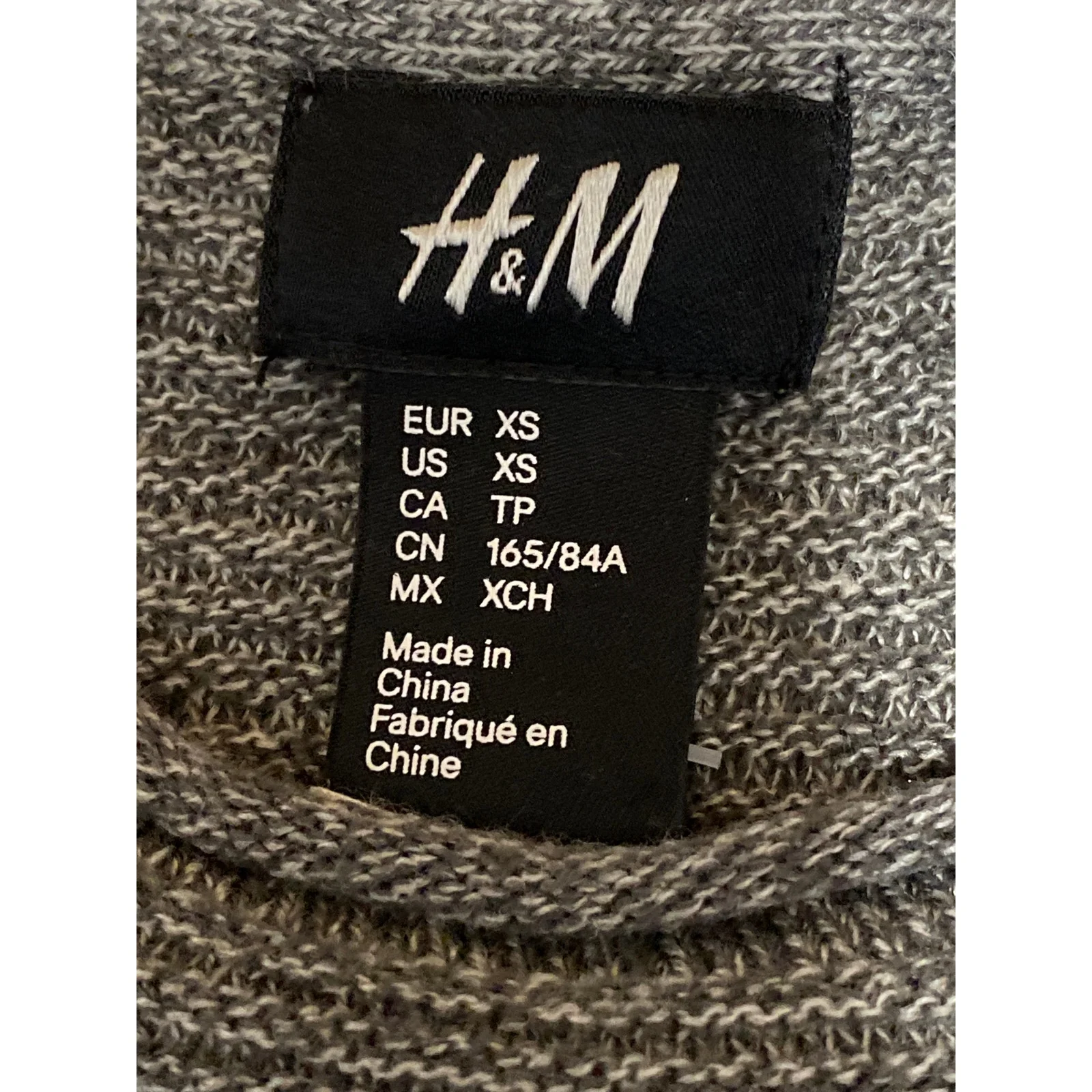 H&M Men's Gray Crew Neck Long Sleeve Knit T Shirt Tee Basic Sweater Top Size XS - Image 3