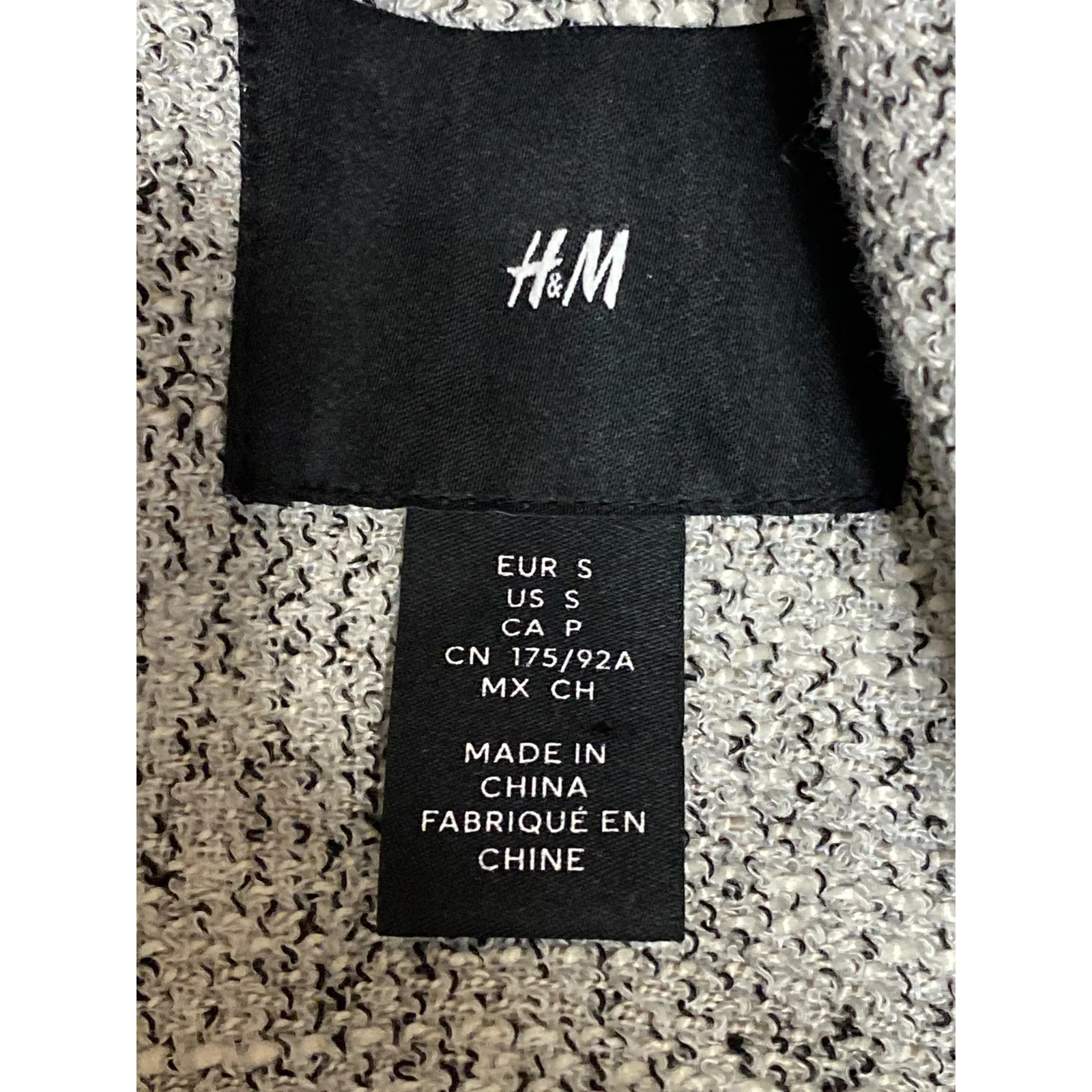 H&M Men's Gray Long Sleeve Full Zip Collared Regular Fit Shacket Jacket Size S - Image 5