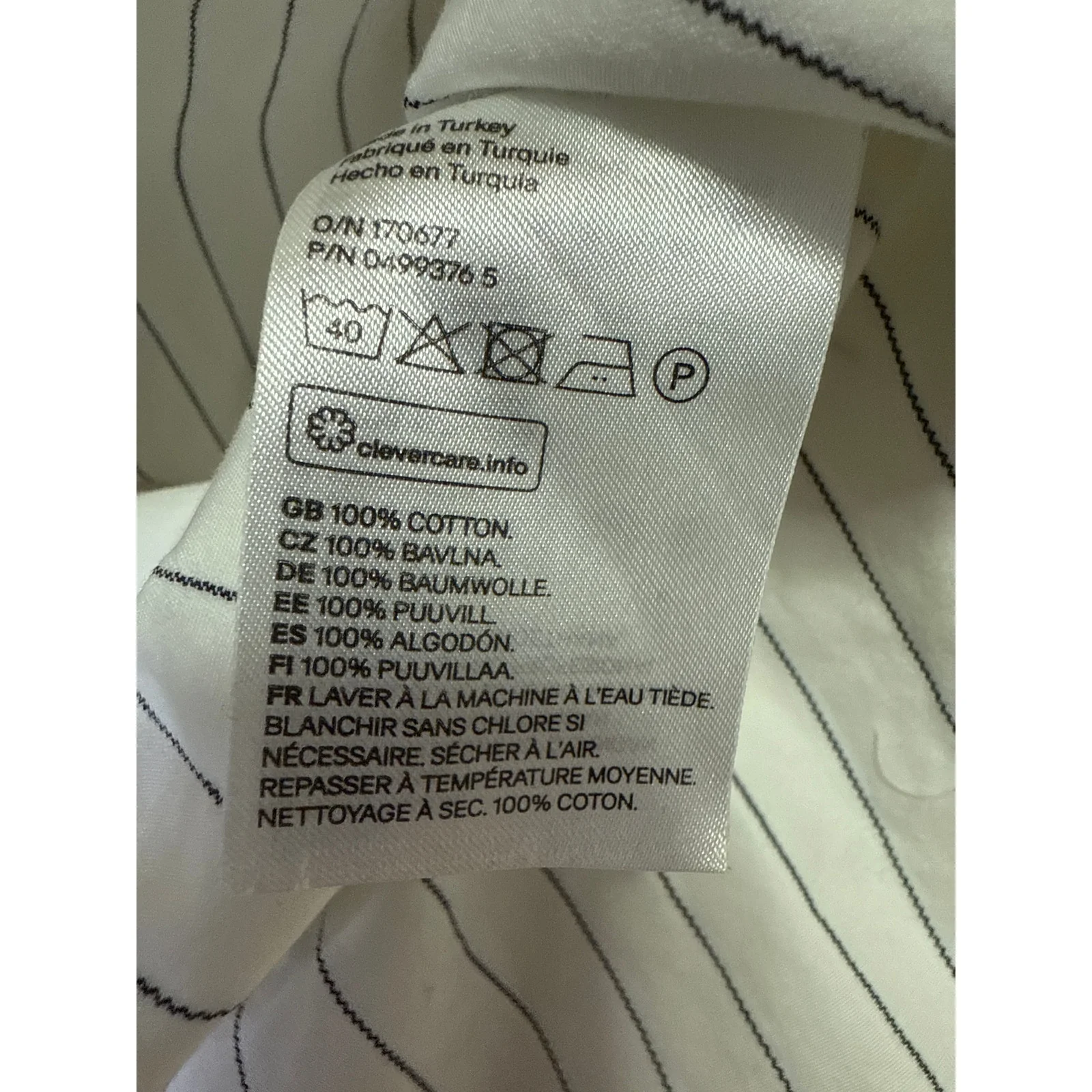 H&M Men's White Black Striped Hoodie Hooded Long Sleeve Sweatshirt Top Size S - Image 4