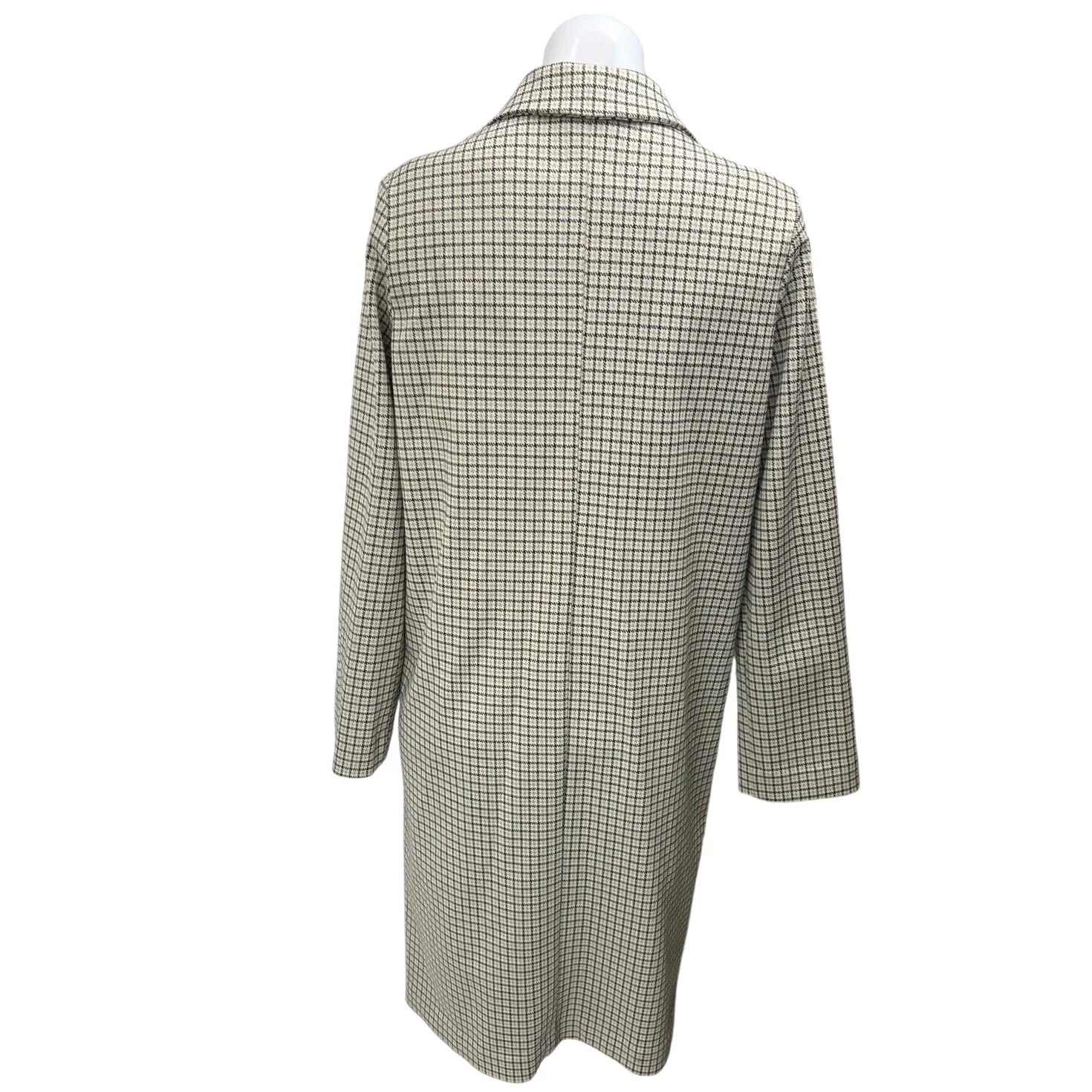 H&M Multicolor Plaid Checkered Notch Collar Trench Over Coat Blazer Jacket Sz 0 - Image 2
