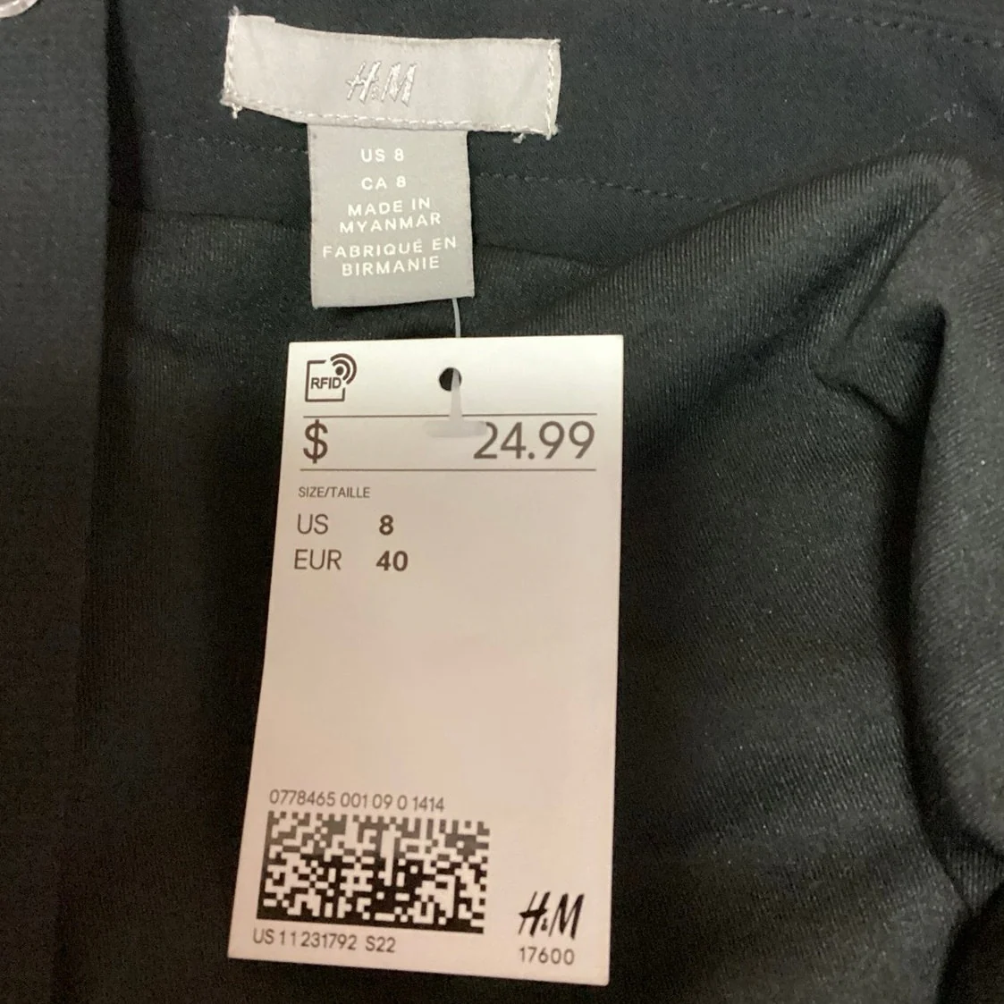 H&M NWT Black Pencil Straight Cut Career Business Office Mini Skirt Size 8 - Image 4