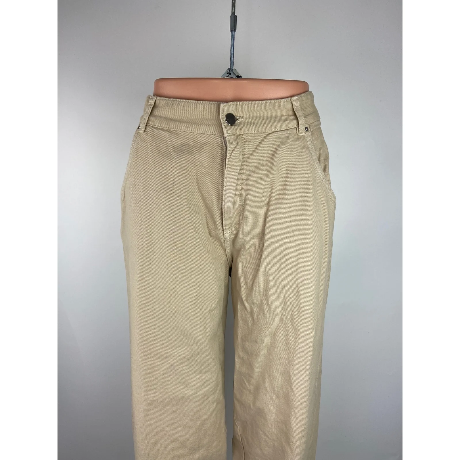 H&M NWT Cream High Rise Straight Leg Chino Pockets Casual Ankle Jeans Size 10 - Image 4