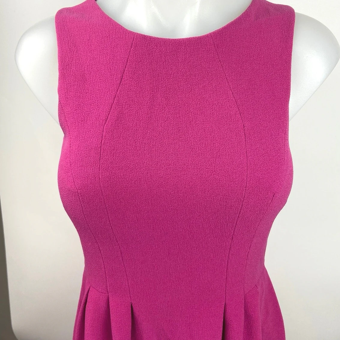 H&M Pink Sleeveless Crewneck Pleated Fit & Flare Knee Length Casual Dress Sz 4 - Image 3