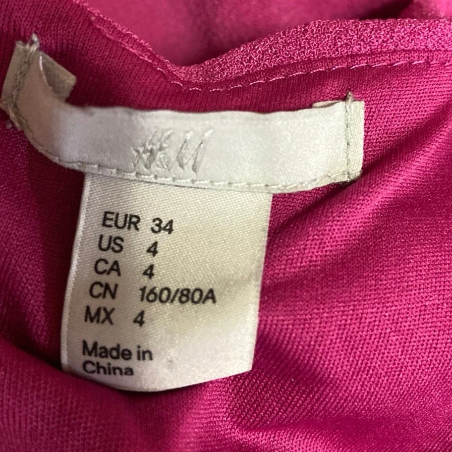 H&M Pink Sleeveless Crewneck Pleated Fit & Flare Knee Length Casual Dress Sz 4 - Image 4