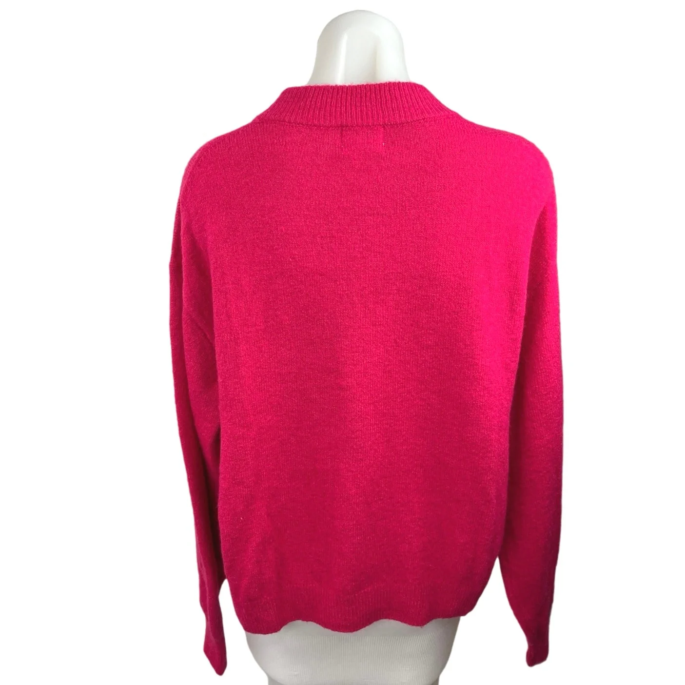 H&M Pink Wool Blend Crew Neck Oversized Long Sleeve Pullover Sweater Sz S - Image 2