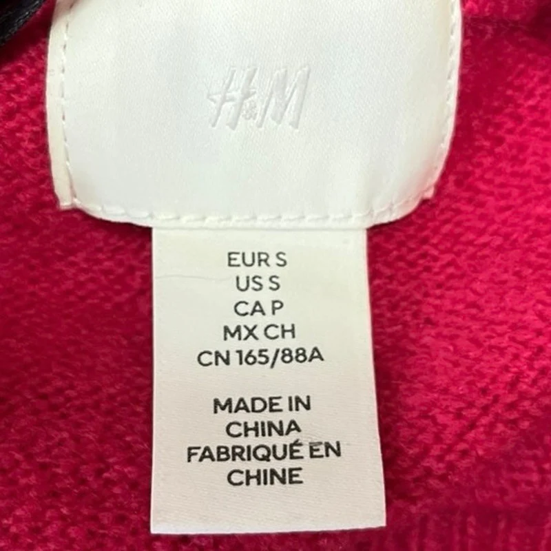 H&M Pink Wool Blend Crew Neck Oversized Long Sleeve Pullover Sweater Sz S - Image 3