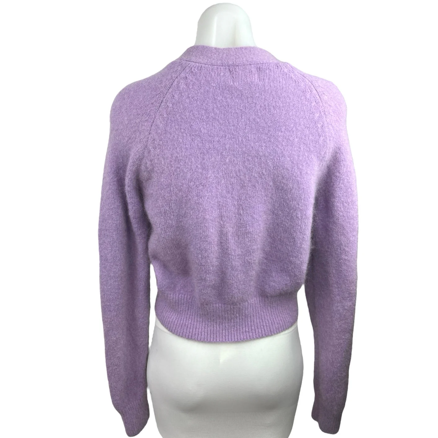 H&M Purple Lilac Mohair Wool V Neck Button Down Cardigan Sweater Top Size S - Image 2