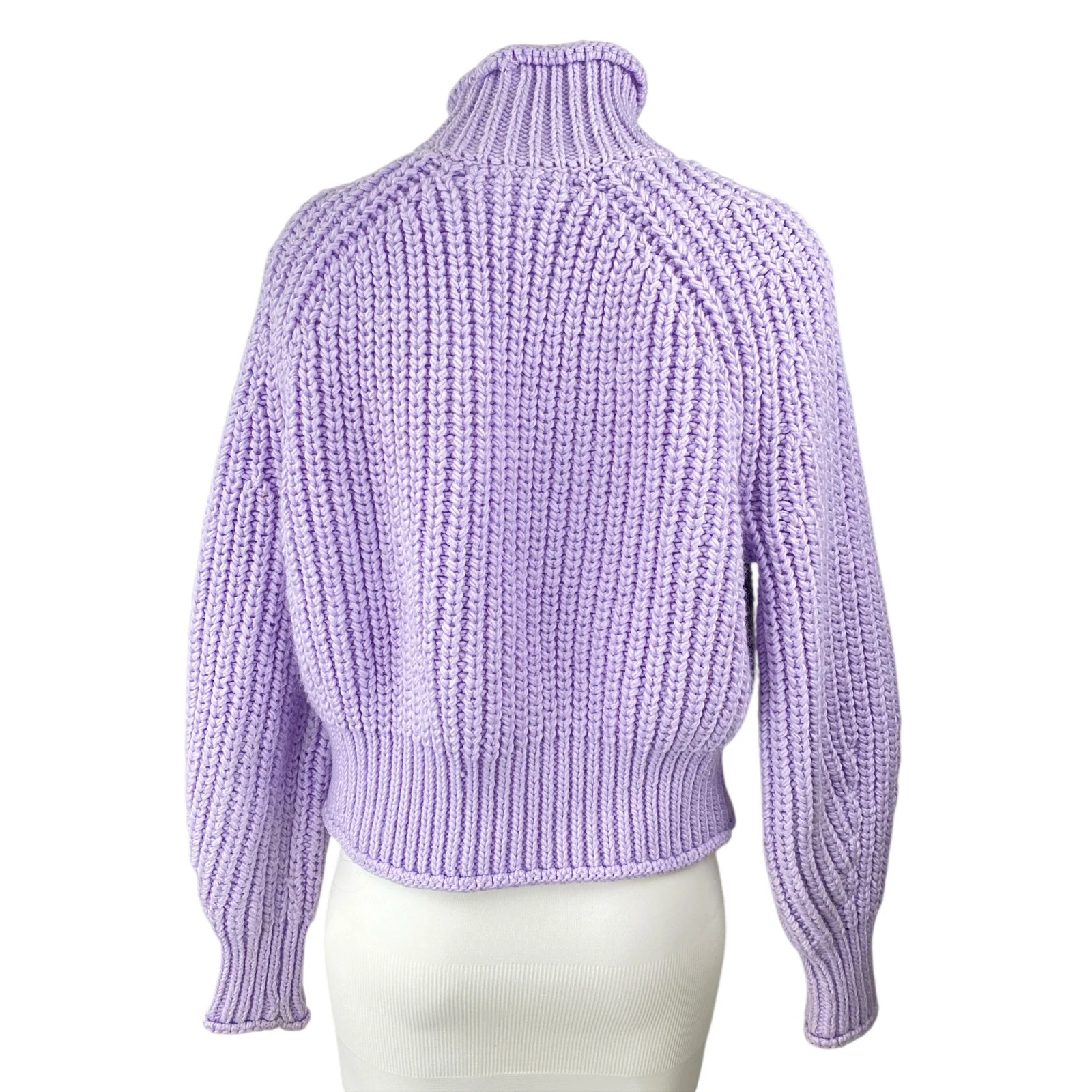 H&M Purple Lilac Wool Long Sleeve Ribbed Knit Chunky Turtleneck Sweater Top Sz S - Image 2