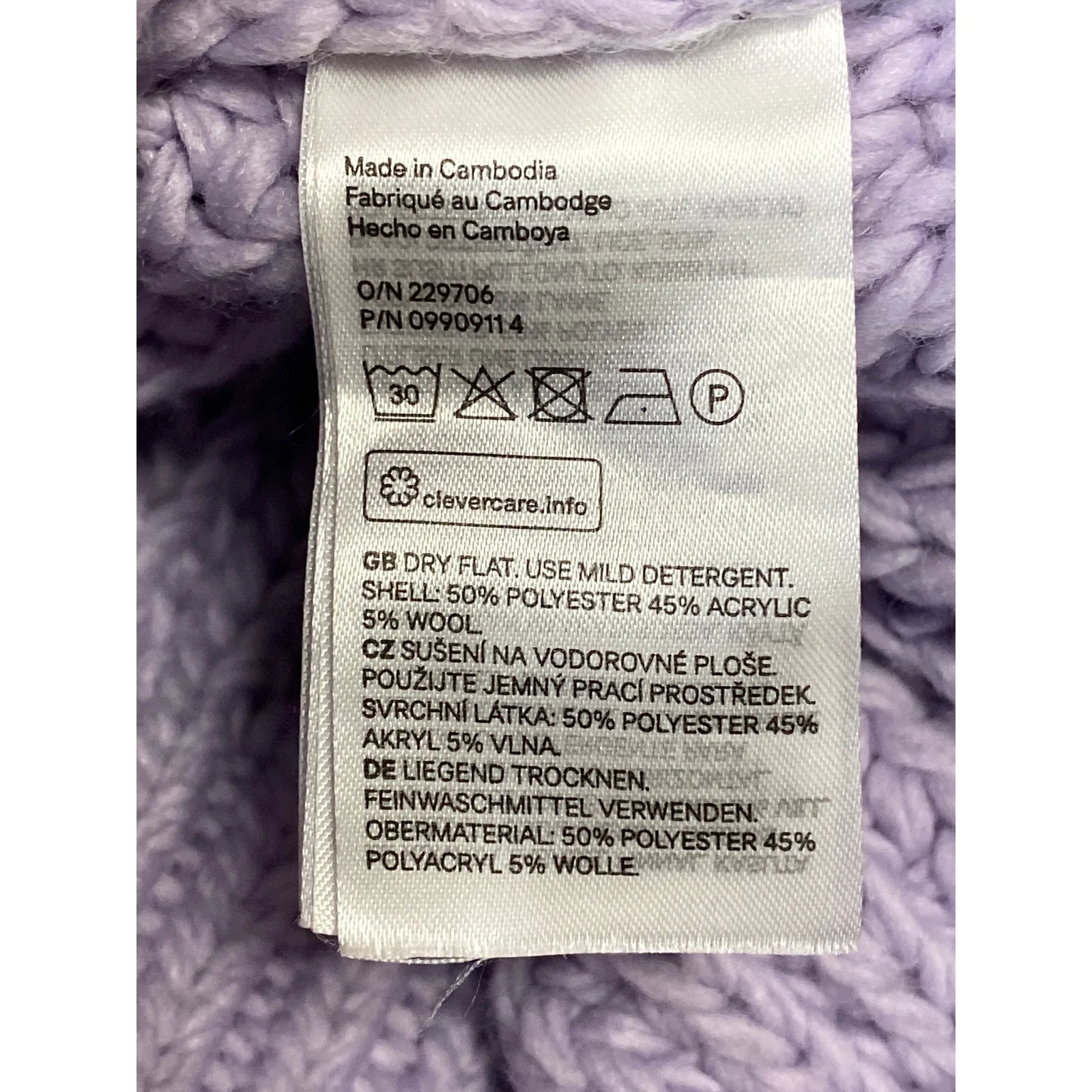 H&M Purple Lilac Wool Long Sleeve Ribbed Knit Chunky Turtleneck Sweater Top Sz S - Image 3